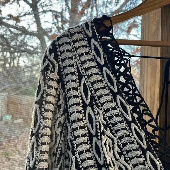 Free People Dusk Til Dawn Mini Dress Black And White Boho Dress Size S - Picture 5 of 10